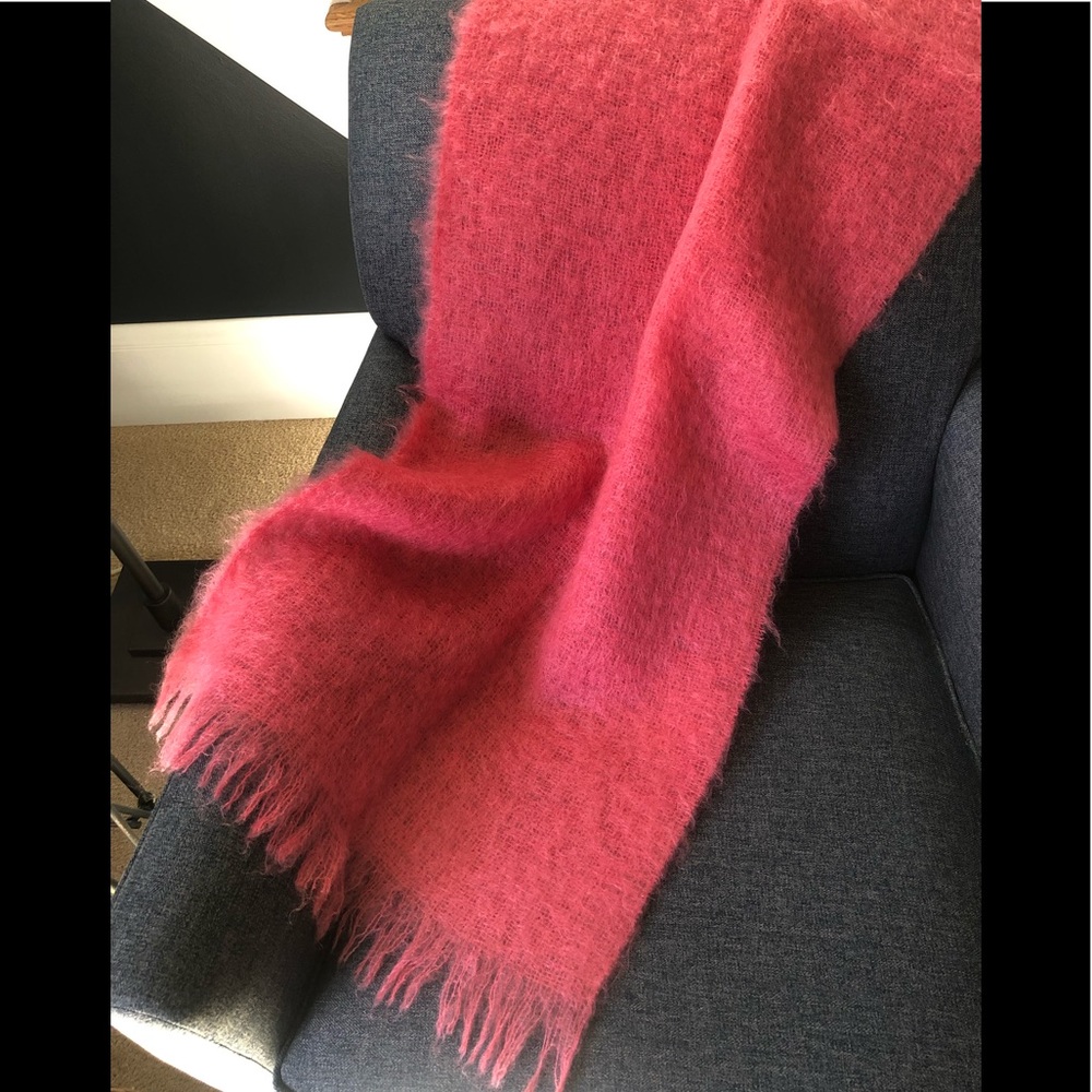 Vintage Mohair pink coral shawl/wrap